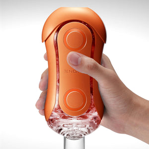 FLIP ORB Sunset Orange Reusable Toy Easy to Clean Male Masturbator, Fully Waterproof