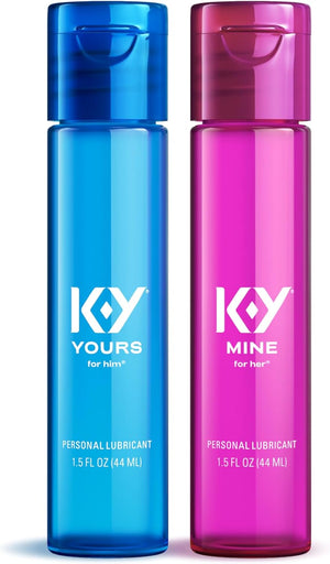 Yours + Mine Couples Personal Lube, Two Personal Lubricants, Water Based Lube for Women & Glycerin-Based Lube for Men, 2 X 1.5 FL OZ