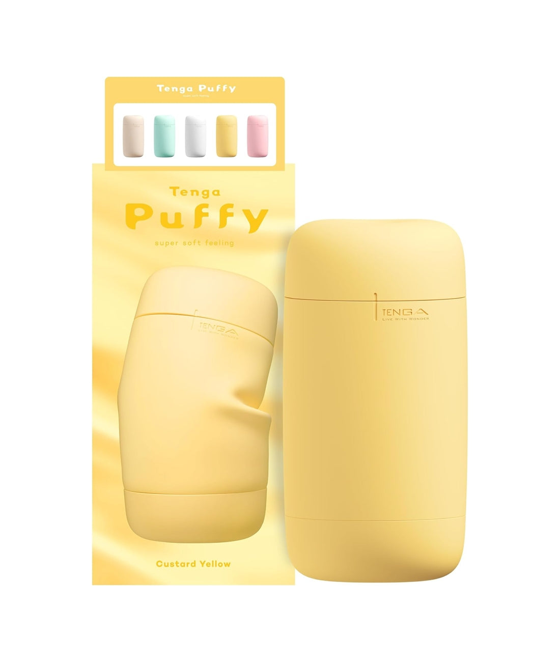 Puffy Custard Yellow Reusable Male Masturbator Pillowy Soft Pleasure Device