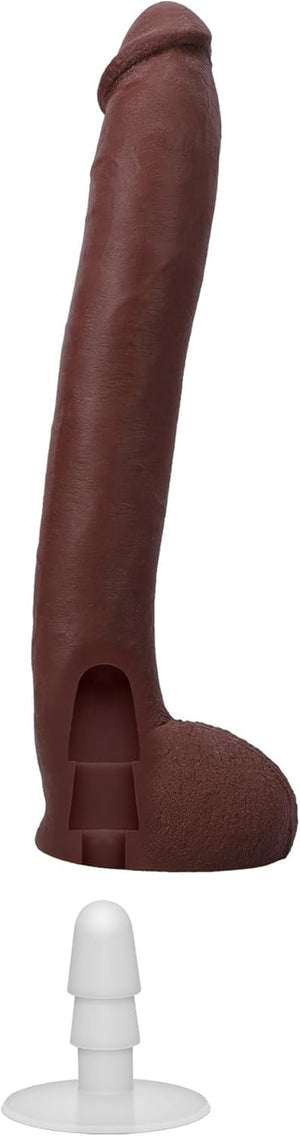 Signature Series - Hollywood Cash - 11 Inch ULTRASKYN Dildo with Removable Vac-U-Lock Suction Cup - F-Machine & Harness Compatible - for Adults Only, Chocolate
