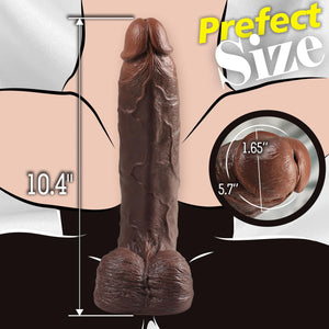 Sex Toy 10 Inch Realistic Big Black Dildo, Lifelike Huge Curved Dildo for G Spot and Anal Play with Powerful Suction Cup, Dual Density Silicone Black Sex Toys for Men and Women