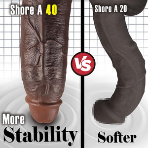 Sex Toy 10 Inch Realistic Big Black Dildo, Lifelike Huge Curved Dildo for G Spot and Anal Play with Powerful Suction Cup, Dual Density Silicone Black Sex Toys for Men and Women