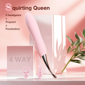 Clitoral Vibrator Adult Sex Toys - Squirting Vibrators Clit G-Spot Dildo Nipple Stimulator for Women Pleasure - High Frequency Personal Massager Wand Adult Sensory Toy 2 Silicone Heads