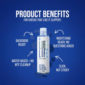 Lubelife Water-Based Anal Lube for Men, Women & Couples – Personal Lubricant Safe for Ingestion, Toy & Condom Compatible, Water Based Lubricant Gel for Privacy & Intimacy (8 Fl Oz)