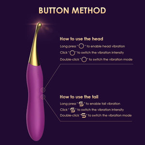 Clitoral Vibrator Sex Toys for Women - Female Squirting Vibrators Clit G-Spot Dildo Nipple Stimulator Anal Vibe - High Frequency Personal Massager Wand Adult Sensory Toy 2 Silicone Heads