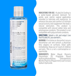 Lubelife Water-Based Cooling Personal Lubricant, Cool Tingling Feel for Men, Women, and Couples, 8 Fl Oz