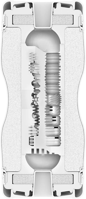 TOC-204SH Dual Sensation Extremes Pre-Lubricated Male Masturbator Vacuum Cup with Powerful Suction, Black and White