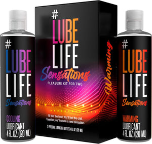Lubelife Sensations Pleasure Kit Water Based Cooling & Warming Personal Lubricant, for a Tingling and Invigorating Intimate Experience, Lube for Men, Women & Couples, 4Fl Oz (Pack of 2)
