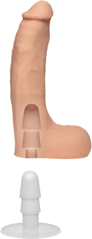 Signature Series - Chad White - 8.5 Inch Realistic ULTRASKYN Dildo with Removable Vac-U-Lock Suction Cup - F-Machine & Harness Compatible - for Adults Only, Vanilla