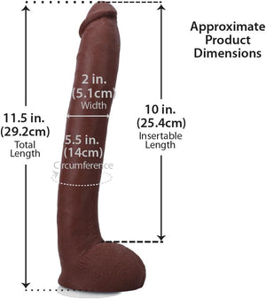 Signature Series - Hollywood Cash - 11 Inch ULTRASKYN Dildo with Removable Vac-U-Lock Suction Cup - F-Machine & Harness Compatible - for Adults Only, Chocolate