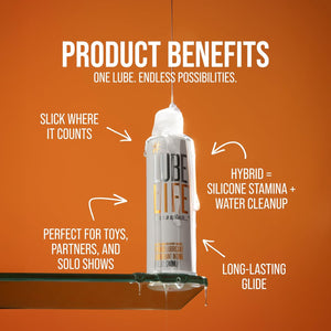 Lubelife Hybrid Lube – Silicone & Water Based Personal Lubricant for Men, Women & Couples – Long Lasting, Non-Sticky, Toy & Condom Compatible, 8 Fl Oz