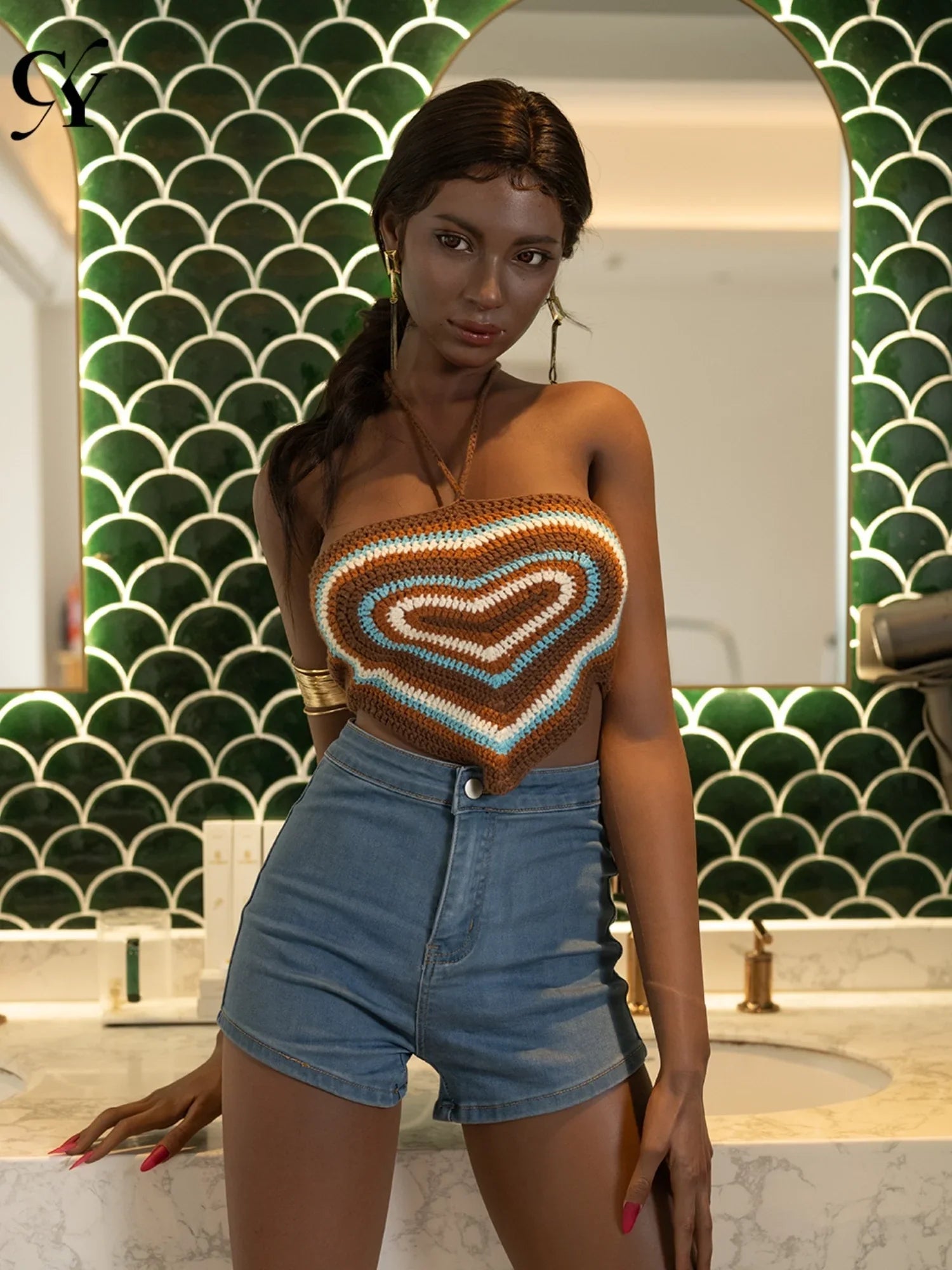 170cm/5ft5-36kg C Cup Zaria Black Female Silicone Sex Doll | TOP-CYDOLL