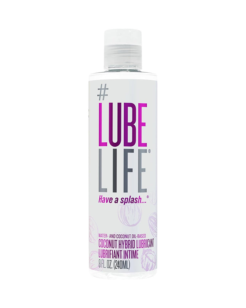 Lubelife Coconut Hybrid Lube –Water & Coconut Oil Personal Lubricant – Smooth, Skin-Safe Formula with Easy Clean for Privacy & Toys, 8 Fl Oz
