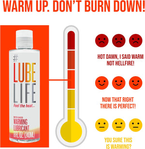 Lubelife Water-Based Warming Lubricant, Warm Invigorating Heating Sensation, Lube for Men, Women and Couples, 8 Fl Oz