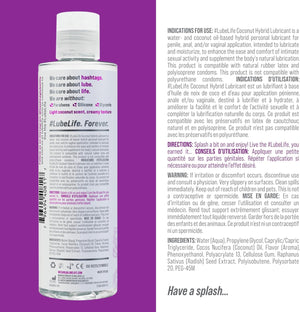 Lubelife Coconut Hybrid Lube –Water & Coconut Oil Personal Lubricant – Smooth, Skin-Safe Formula with Easy Clean for Privacy & Toys, 8 Fl Oz
