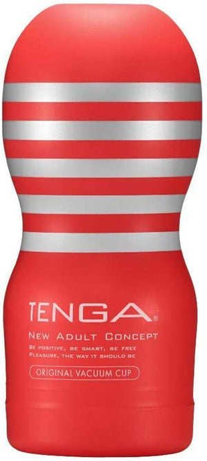 Original Vacuum Cup Male Masturbator Sex Toy, Prelubricated, Smooth Entry Pad, 5.8 Inch Depth, Air Hole Control, Easy to Use Disposable, Red