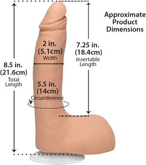 Signature Series - Randy - 8.5 Inch Realistic ULTRASKYN Dildo with Removable Vac-U-Lock Suction Cup - F-Machine & Harness Compatible - for Adults Only, Vanilla