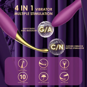 Clitoral Vibrator Sex Toys for Women - Female Squirting Vibrators Clit G-Spot Dildo Nipple Stimulator Anal Vibe - High Frequency Personal Massager Wand Adult Sensory Toy 2 Silicone Heads