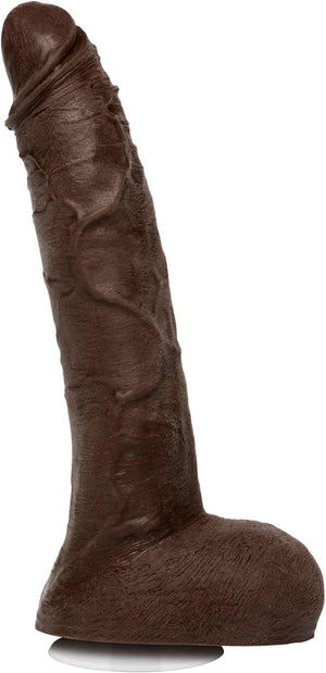 Signature Series - Jason Luv - 10 Inch Realistic ULTRASKYN Dildo with Removable Vac-U-Lock Suction Cup - F-Machine & Harness Compatible - for Adults Only, Chocolate