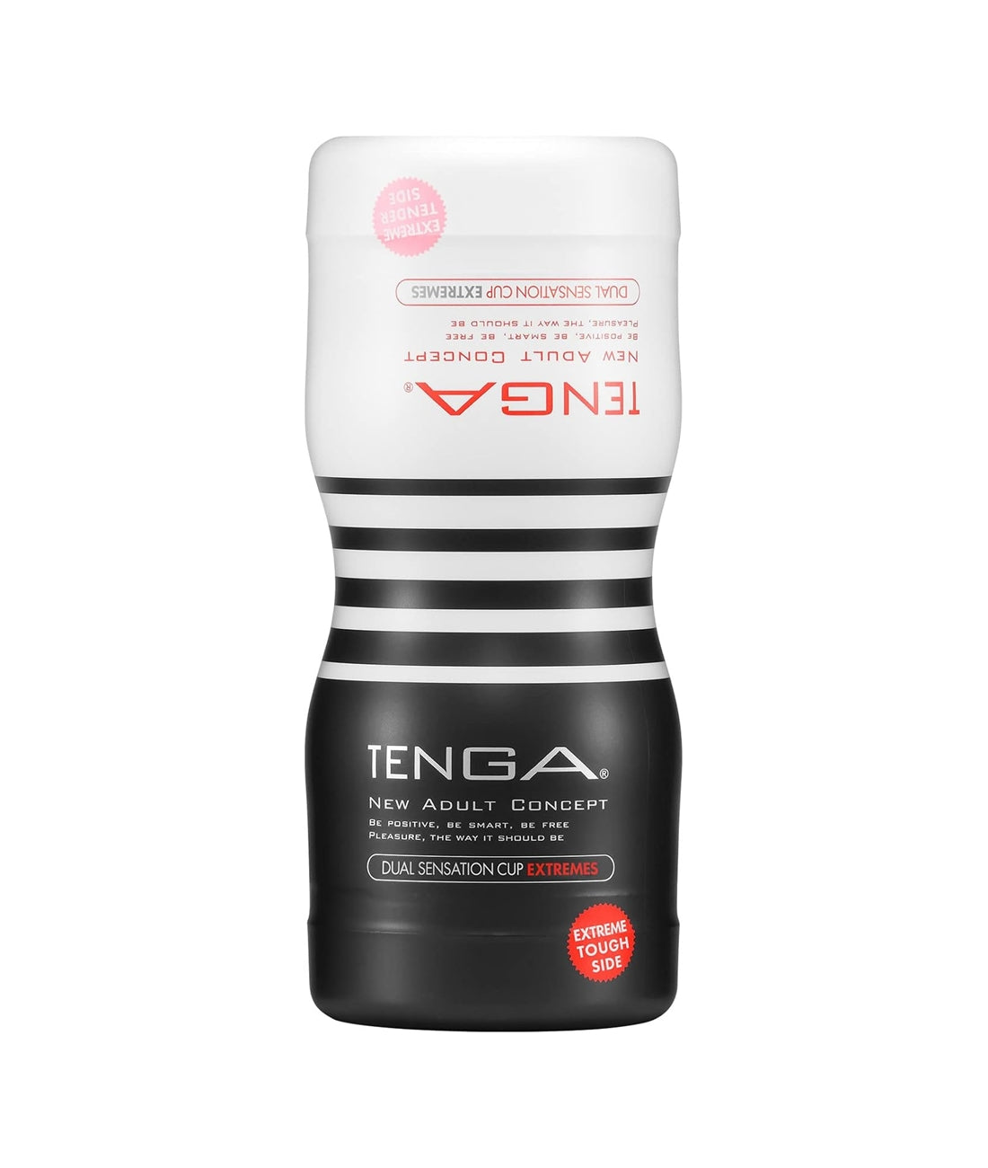 TOC-204SH Dual Sensation Extremes Pre-Lubricated Male Masturbator Vacuum Cup with Powerful Suction, Black and White