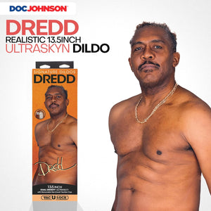 Signature Series - Dredd - 13.5 Inch ULTRASKYN Dildo with Removable Vac-U-Lock Suction Cup - F-Machine & Harness Compatible - for Adults Only, Chocolate