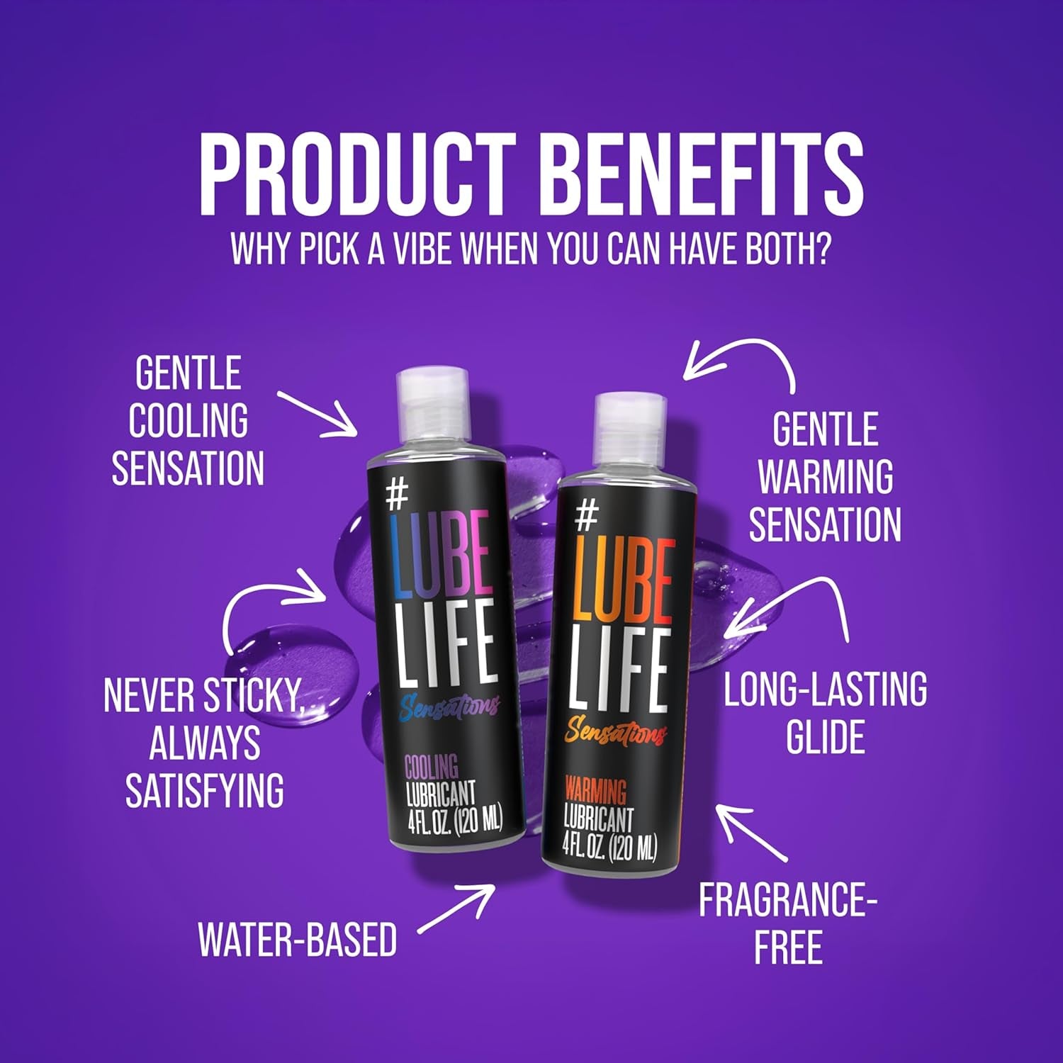Lubelife Sensations Pleasure Kit Water Based Cooling & Warming Personal Lubricant, for a Tingling and Invigorating Intimate Experience, Lube for Men, Women & Couples, 4Fl Oz (Pack of 2)