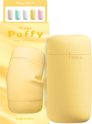 Puffy Custard Yellow Reusable Male Masturbator Pillowy Soft Pleasure Device