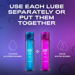Yours + Mine Couples Personal Lube, Two Personal Lubricants, Water Based Lube for Women & Glycerin-Based Lube for Men, 2 X 1.5 FL OZ
