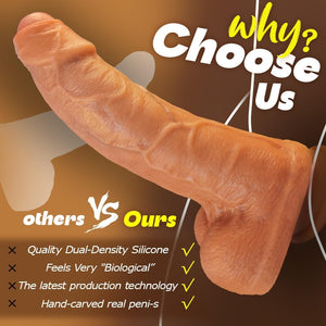 10 Inch Realistic Uncut Big Dildo, Huge Thick Real Feel Dual Density Silicone Dildos with Suction Cup, Wide Foreskin Dildo Sex Toy for Men and Women Sexual