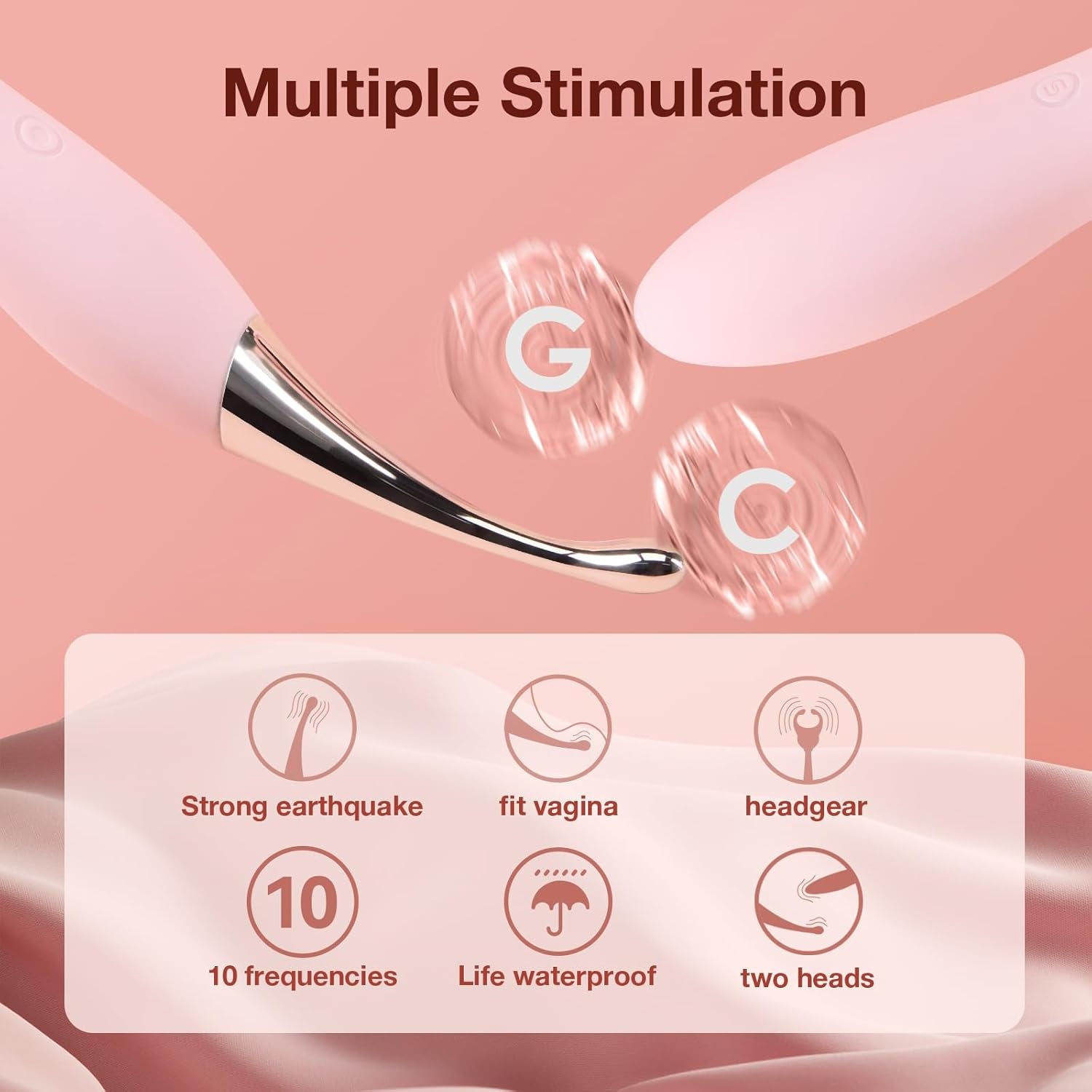 Clitoral Vibrator Adult Sex Toys -  Squirting Vibrators Clit G-Spot Dildo Nipple Stimulator for Women Pleasure - High Frequency Personal Massager Wand Adult Sensory Toy 2 Silicone Heads