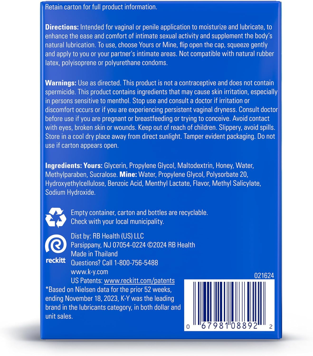 Yours + Mine Couples Personal Lube, Two Personal Lubricants, Water Based Lube for Women & Glycerin-Based Lube for Men, 2 X 1.5 FL OZ