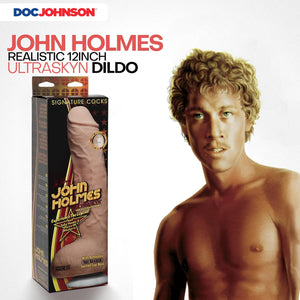 Signature Series - the Legendary John Holmes - 12 Inch Realistic ULTRASKYN Dildo with Removeable Vac-U-Lock Suction Cup - F-Machine & Harness Compatible - for Adults Only, Vanilla