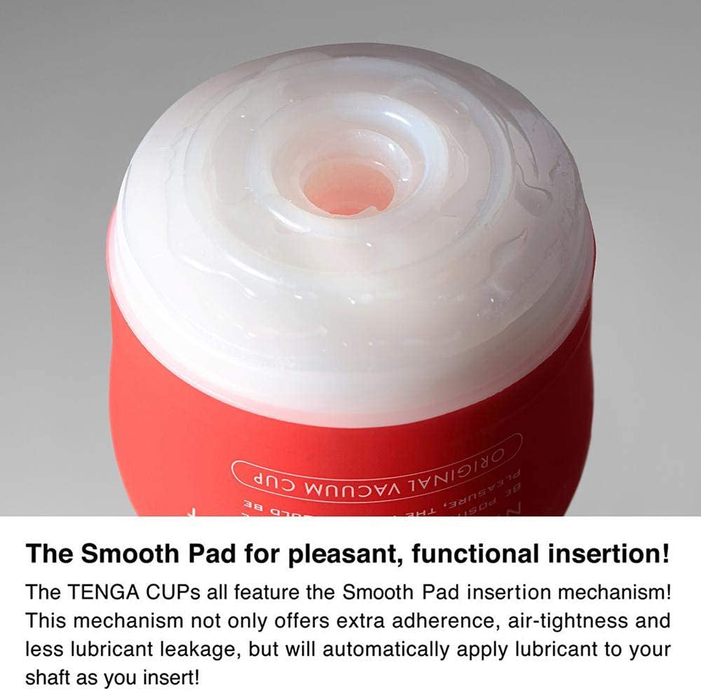 Original Vacuum Cup Male Masturbator Sex Toy, Prelubricated, Smooth Entry Pad, 5.8 Inch Depth, Air Hole Control, Easy to Use Disposable, Red