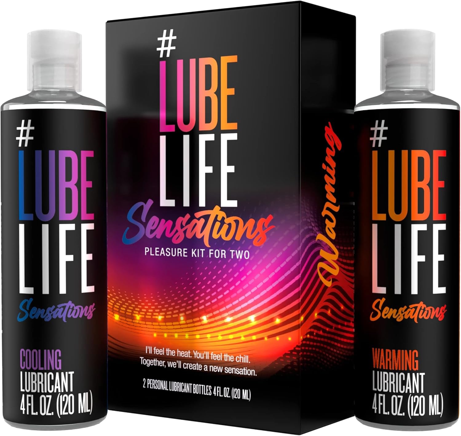 Lubelife Sensations Pleasure Kit Water Based Cooling & Warming Personal Lubricant, for a Tingling and Invigorating Intimate Experience, Lube for Men, Women & Couples, 4Fl Oz (Pack of 2)