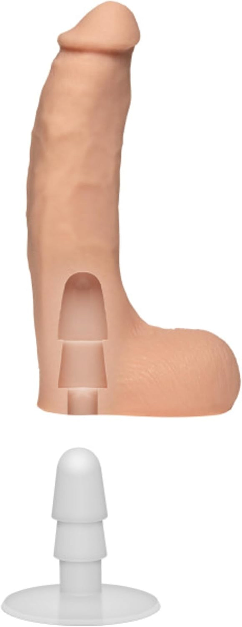 Signature Series - Chad White - 8.5 Inch Realistic ULTRASKYN Dildo with Removable Vac-U-Lock Suction Cup - F-Machine & Harness Compatible - for Adults Only, Vanilla
