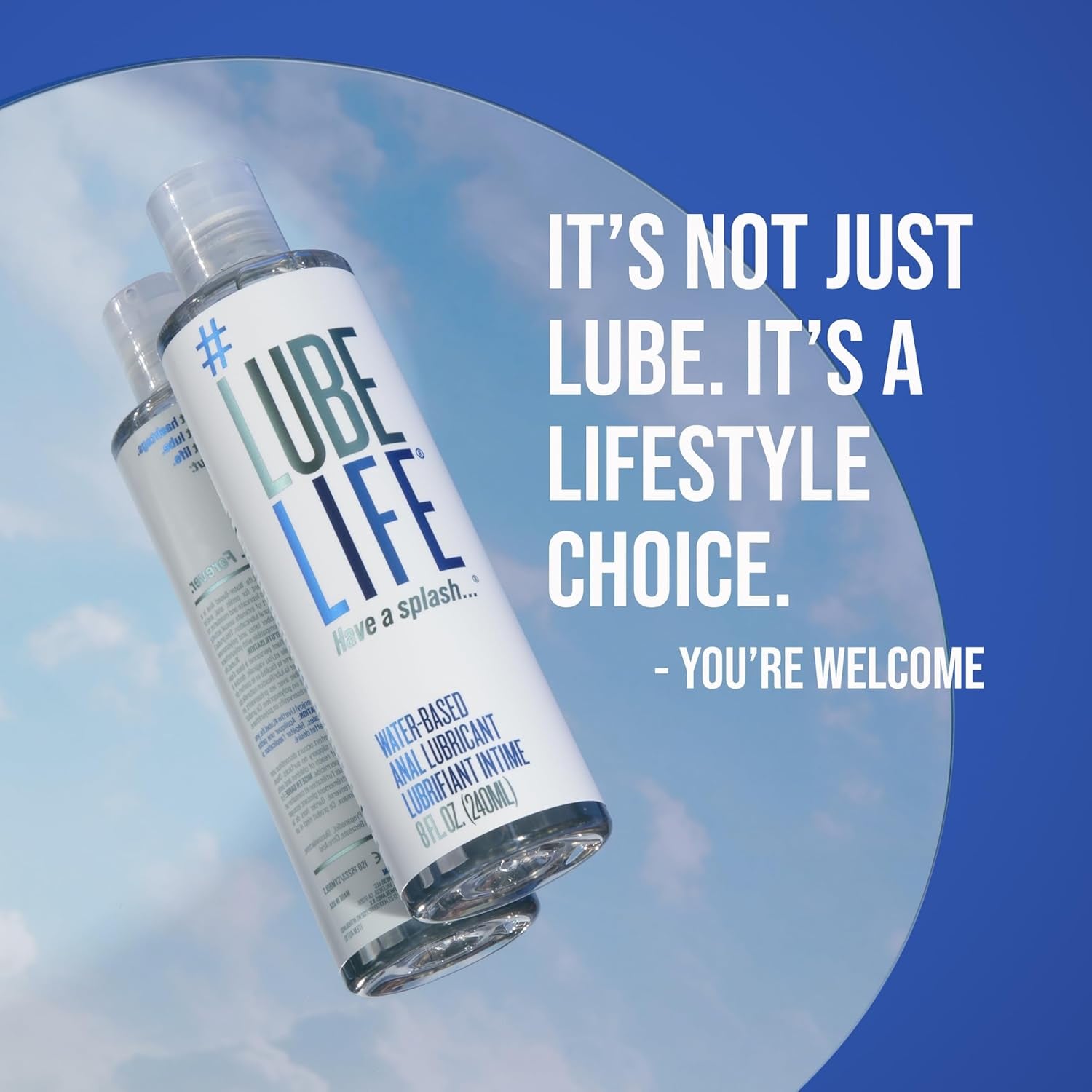 Lubelife Water-Based Anal Lube for Men, Women & Couples – Personal Lubricant Safe for Ingestion, Toy & Condom Compatible, Water Based Lubricant Gel for Privacy & Intimacy (8 Fl Oz)