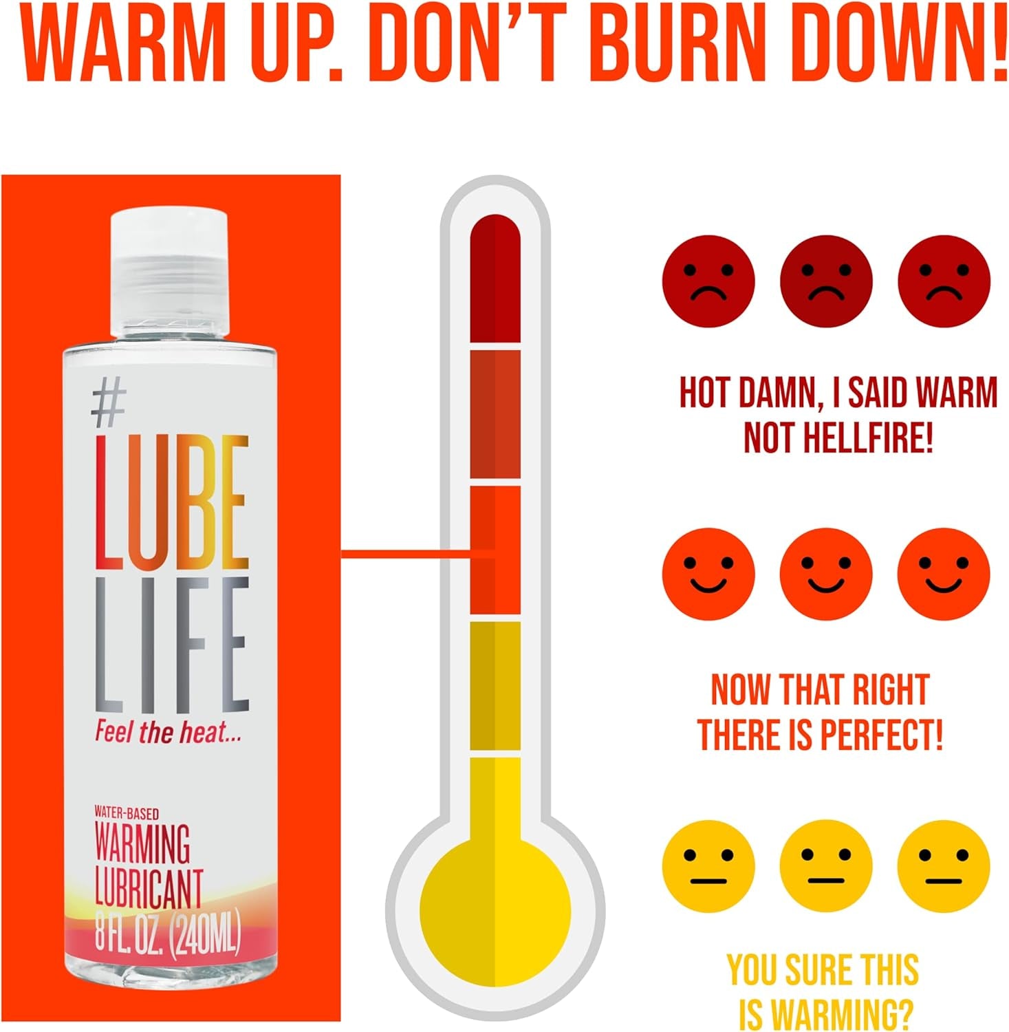 Lubelife Water-Based Warming Lubricant, Warm Invigorating Heating Sensation, Lube for Men, Women and Couples, 8 Fl Oz