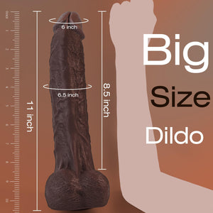 11 Inch Realistic Big Black Dildo Sex Toy, Skin-Like Huge Thick Dildo with Strong Suction Cup for Hands-Free, Lifelike Silicone Sex Toys for Vagina Anal Stimulation