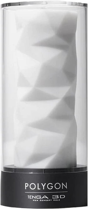 3D Sensual Massage Male Masturbator Soothing Sculpted Masturbation Cup for Men Reusable Pleasure Sleeve Device TNH-004 POLYGON, White (TNH004)