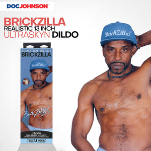 Signature Series - Brickzilla - 13 Inch ULTRASKYN Dildo with Removable Vac-U-Lock Suction Cup - F-Machine & Harness Compatible - for Adults Only, Chocolate