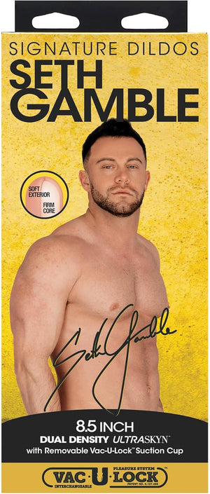 Signature Series - Seth Gamble - 8 Inch Realistic ULTRASKYN Dildo with Removable Vac-U-Lock Suction Cup - F-Machine & Harness Compatible - for Adults Only, Vanilla