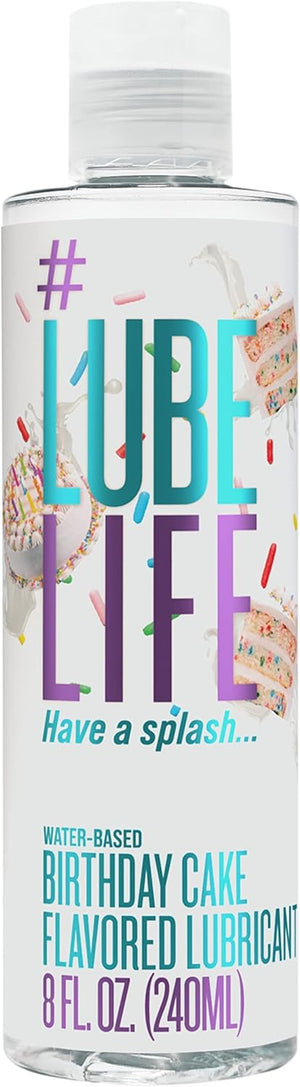 Lubelife Water-Based Birthday Cake Flavored Lubricant, Personal Lube for Men, Women and Couples, Made without Added Sugar, 8 Fl Oz