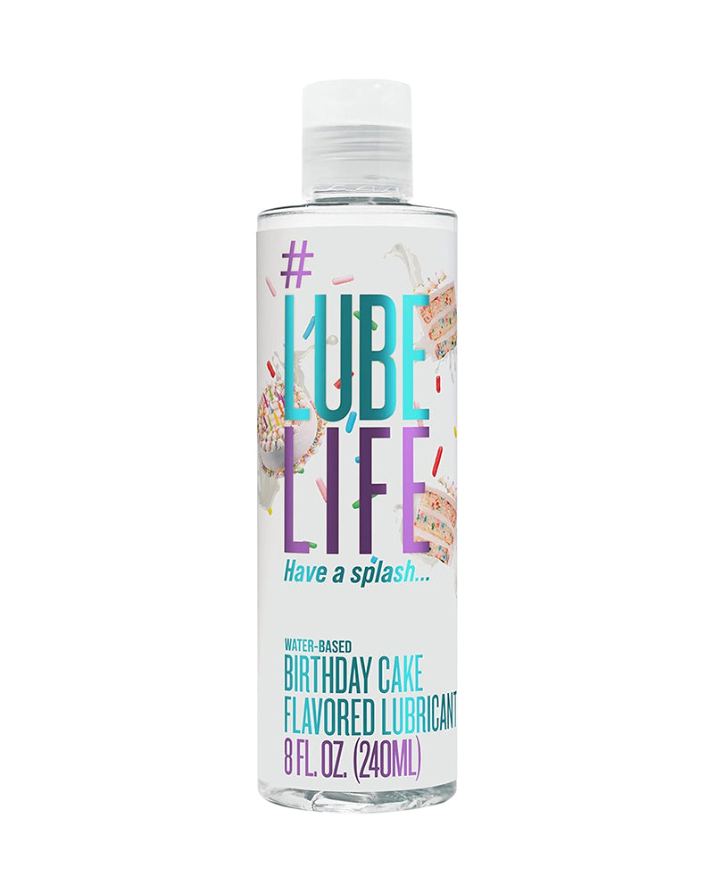 Lubelife Water-Based Birthday Cake Flavored Lubricant, Personal Lube for Men, Women and Couples, Made without Added Sugar, 8 Fl Oz