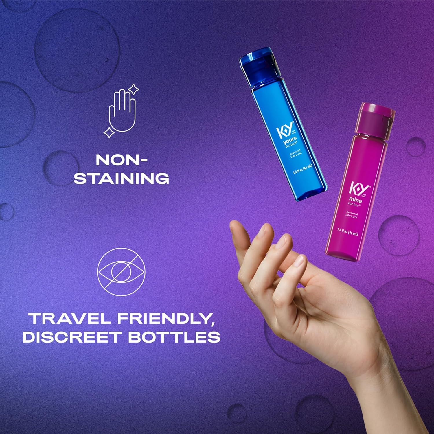 Yours + Mine Couples Personal Lube, Two Personal Lubricants, Water Based Lube for Women & Glycerin-Based Lube for Men, 2 X 1.5 FL OZ