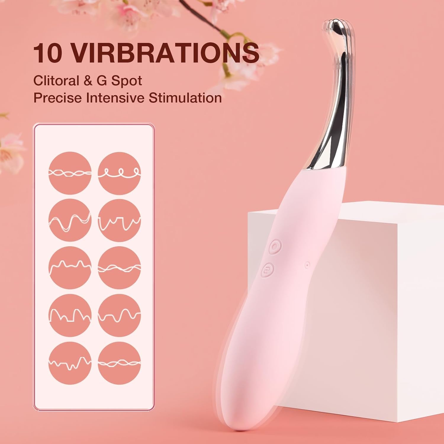 Clitoral Vibrator Adult Sex Toys -  Squirting Vibrators Clit G-Spot Dildo Nipple Stimulator for Women Pleasure - High Frequency Personal Massager Wand Adult Sensory Toy 2 Silicone Heads
