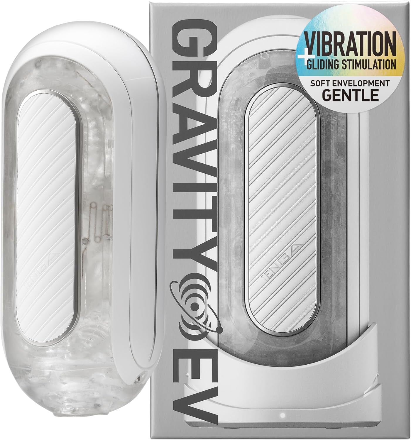 FLIP 0 (Zero) Gravity EV (Electronic Vibration) Male Masturbator, Reusable Sleeve Vibrator, Gravity White