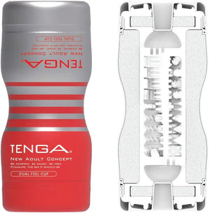 TOC-204 Dual Sensation Pre-Lubricated Male Masturbator Vacuum Cup with Powerful Suction Red