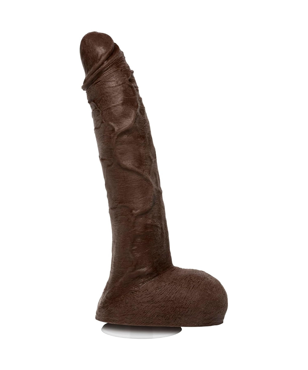 Signature Series - Jason Luv - 10 Inch Realistic ULTRASKYN Dildo with Removable Vac-U-Lock Suction Cup - F-Machine & Harness Compatible - for Adults Only, Chocolate