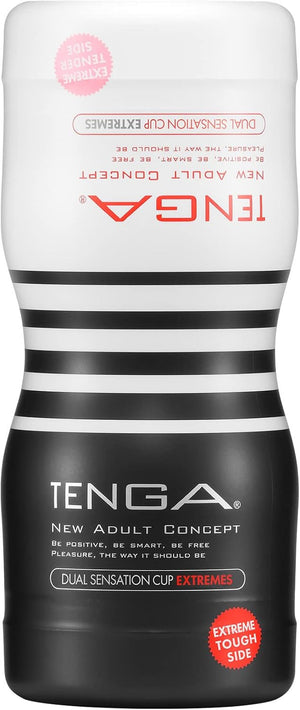 TOC-204SH Dual Sensation Extremes Pre-Lubricated Male Masturbator Vacuum Cup with Powerful Suction, Black and White