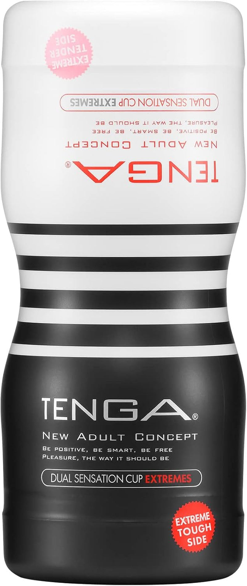 TOC-204SH Dual Sensation Extremes Pre-Lubricated Male Masturbator Vacuum Cup with Powerful Suction, Black and White